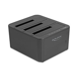 DeLOCK 64332 Docking Station USB para 3 Unidades HDD/SSD SATA III con Función Clonado 1:2, USB 3.2 Gen 1, Plug and Play, Compatible Windows/Mac/Linux