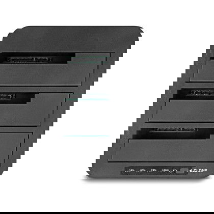 DeLOCK 64332 Docking Station USB para 3 Unidades HDD/SSD SATA III con Función Clonado 1:2, USB 3.2 Gen 1, Plug and Play, Compatible Windows/Mac/Linux