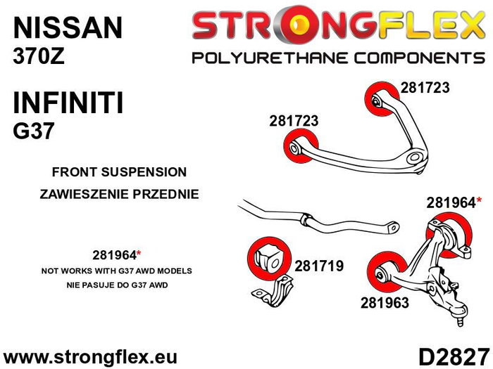 StrongFlex STF281964B Brazo Delantero Inferior - Trasero Silentblock Alta Flexibilidad Resistencia Carga Dinámica Temperatura Aceites Ácidos Solventes Clima StrongFlex STF281964B Brazo Delantero Inferior - Trasero Silentblock Alta Flexibilidad Resistencia Carga Dinámica Temperatura Aceites Ácidos Solventes Clima