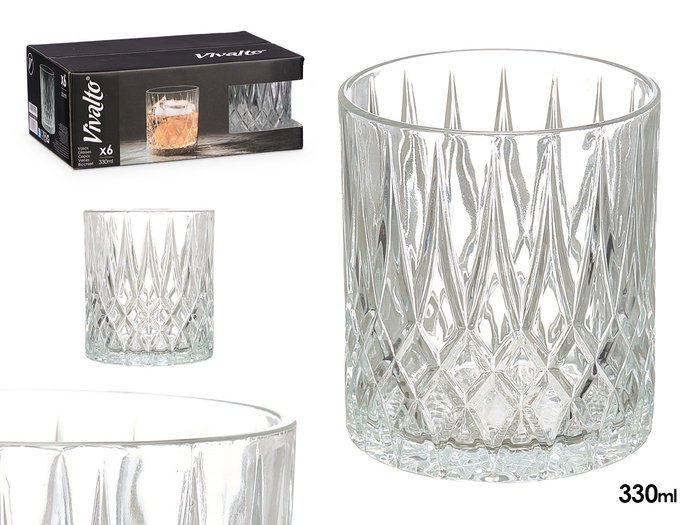 Vivalto Vaso Whisky Rombos 330 ml 8.2x9.3x8.2 cm (Set de 48) Vivalto Vaso Whisky Rombos 330 ml 8.2x9.3x8.2 cm (Set de 48)