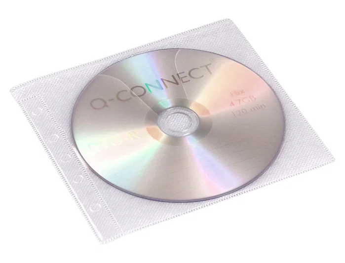 Q-connect Sobre para 2 CD polipropileno con solapa multitaladro, pack de 40 unidades