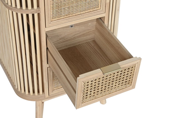 DKD Home Decor Cajonera Abeto Ratan Natural y Dorado