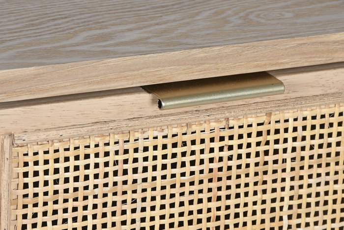 DKD Home Decor Cajonera Abeto Ratan Natural y Dorado