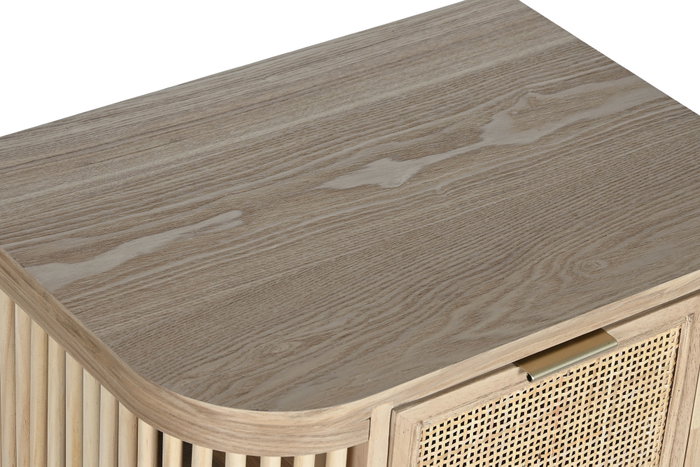 DKD Home Decor Cajonera Abeto Ratan Natural y Dorado