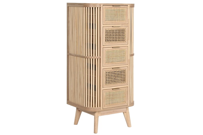 DKD Home Decor Cajonera Abeto Ratan Natural y Dorado
