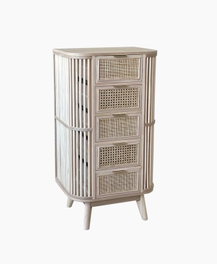 DKD Home Decor Cajonera Abeto Ratan Natural y Dorado