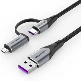 Vention Cable USB 2.0 USB Tipo-C a MicroUSB Macho Cable 480Mbps 1M Gris