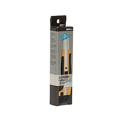 WEDO Cúter Allround 18 mm con 2 Cuchillas de Repuesto, Color Negro, Amarillo y Acero, Inoxidable, 170 mm, Plástico, Ref. 78 618