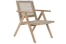 DKD Home Decor Sillón de Teca y Fibra Trenzado a Mano Natural