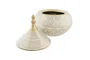 DKD Home Decor Tibor de Porcelana Cromado Blanco y Dorado Fana