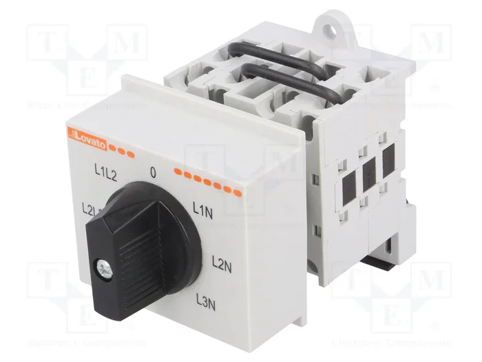 LOVATO ELECTRIC Interruptor de leva de voltímetro 16A 7 posiciones para raíl DIN LOVATO ELECTRIC Interruptor de leva de voltímetro 16A 7 posiciones para raíl DIN