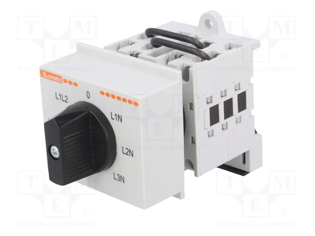 LOVATO ELECTRIC Interruptor de leva de voltímetro 16A 7 posiciones para raíl DIN LOVATO ELECTRIC Interruptor de leva de voltímetro 16A 7 posiciones para raíl DIN