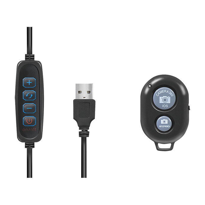 LogiLink Anillo LED con Trípode para Smartphone AA0152 - Diámetro 25 cm, 700 lm, Luz Blanca/Cálida Ajustable, USB, para Pantallas hasta 7"