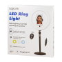 LogiLink Anillo LED con Trípode para Smartphone AA0152 - Diámetro 25 cm, 700 lm, Luz Blanca/Cálida Ajustable, USB, para Pantallas hasta 7"