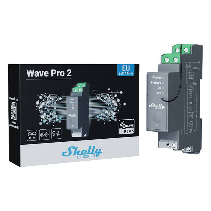 Shelly Qubino Wave Pro 2 Relé de estado sólido Z-Wave 2 canales Shelly Qubino Wave Pro 2 Relé de estado sólido Z-Wave 2 canales