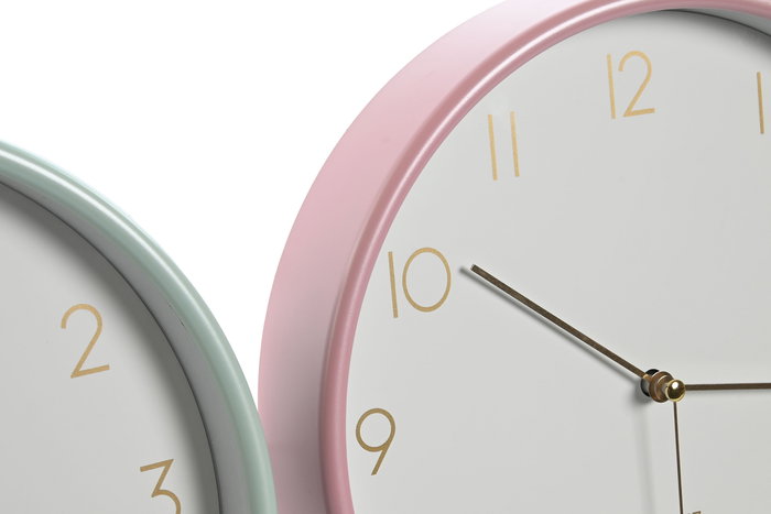 DKD Home Decor Reloj de Pared Basicos Lila, Verde Menta, Coral 3 Unidades 4.3 x 25.5 x 25.5 cm