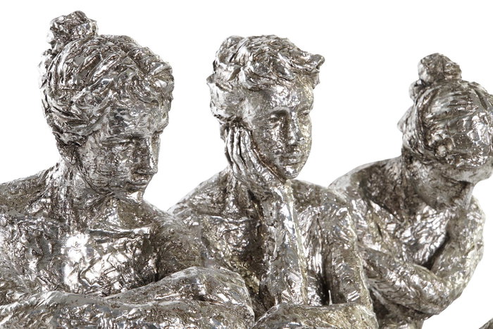 DKD Home Decor Figura de Resina Plateada Surtida Pack de 3