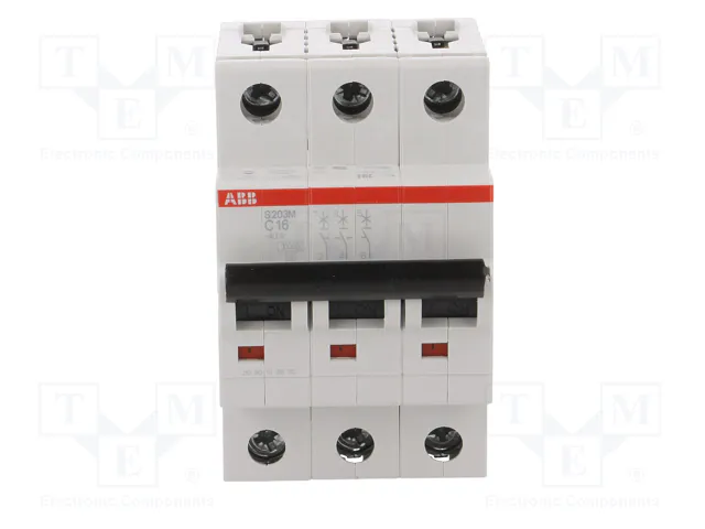 ABB S203M-C16 Interruptor magnetotérmico en miniatura Tipo C 25000 A IP20