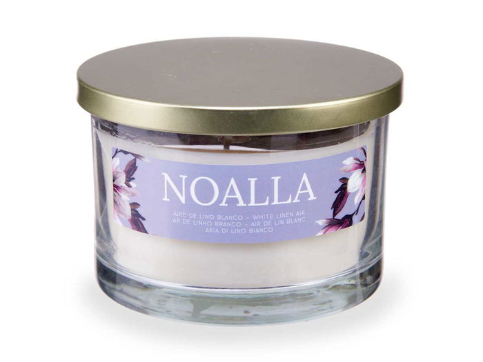 Acorde Vela Vaso C Tapa Dorada Aire De Lino Blanco 12.5x8.8x12.5 cm (Set de 6)