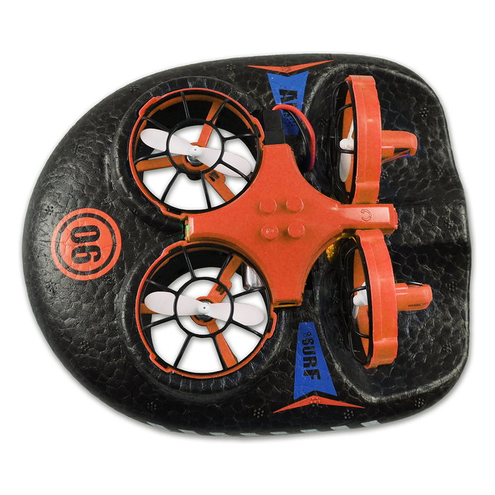 AMEWI DRE Drohne Trix 3in1 - Dron Quadricóptero Híbrido, Efectos Luminosos, Negro/Rojo, 2.4 GHz, Batería Litio 350 mAh, Para Exterior, 43 g