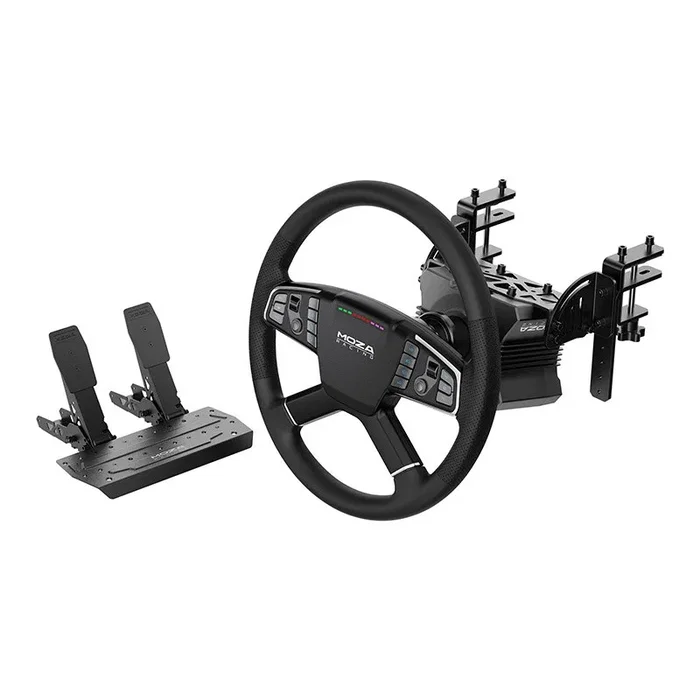 MOZA RACING Bundle R5 + Volante RS071 con Base Direct Drive 5Nm y Pedales, Negro