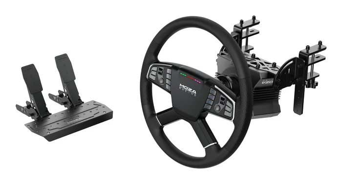 MOZA RACING Bundle R5 + Volante RS071 con Base Direct Drive 5Nm y Pedales, Negro