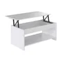 HAPPY Mesa de centro elevable estilo moderno blanco mate L 100 x W 50 cm
