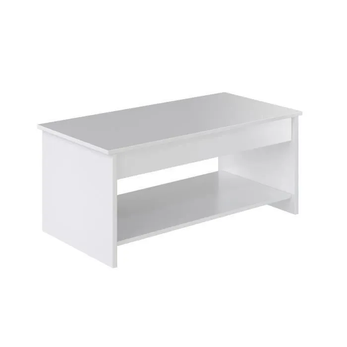 HAPPY Mesa de centro elevable estilo moderno blanco mate L 100 x W 50 cm