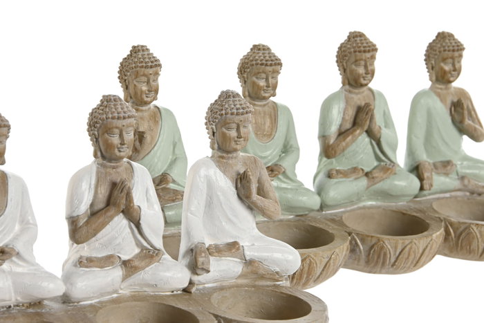 DKD Home Decor Figura de Buda Portavela de Resina Surtida