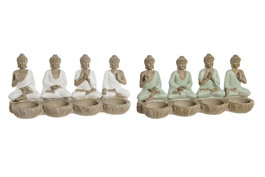 DKD Home Decor Figura de Buda Portavela de Resina Surtida