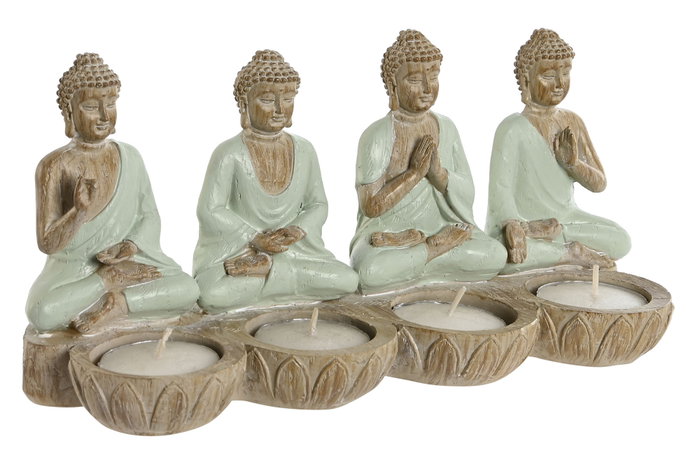 DKD Home Decor Figura de Buda Portavela de Resina Surtida