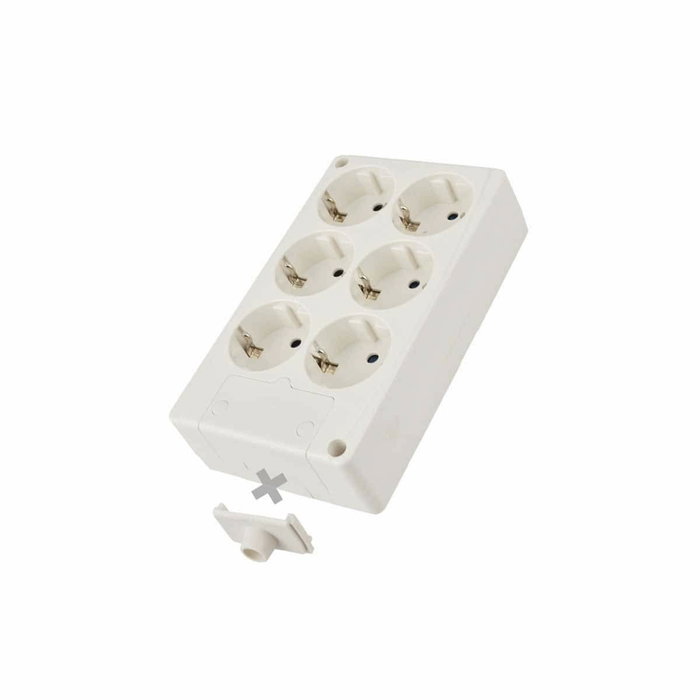 Solera Base bipolar de 6 tomas Schuko blanca