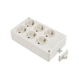 Solera Base Múltiple Schuko Bipolar 6 Tomas T/TL 10/16A 250V Rectangular Color Blanco