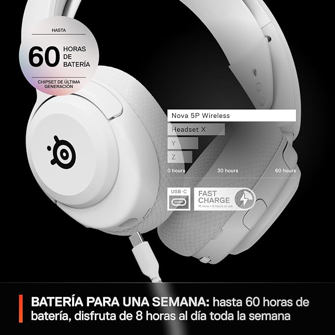 SteelSeries Arctis Nova 5P Auriculares Gaming para PlayStation, 61674, Blanco