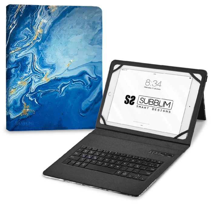Subblim Keytab Pro BT Trendy Mármol Azul funda con teclado Bluetooth