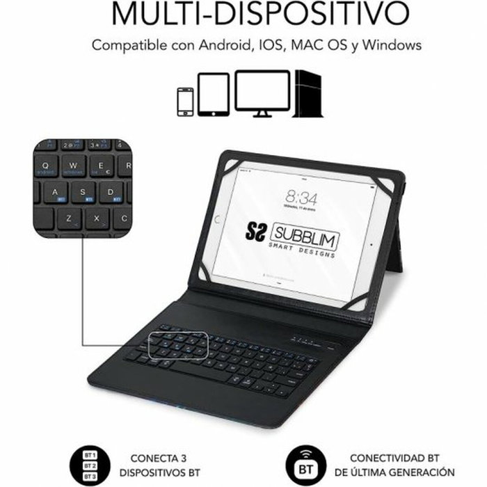 Subblim Keytab Pro BT Trendy Mármol Azul funda con teclado Bluetooth