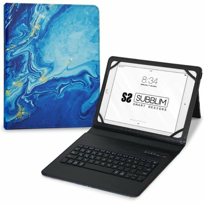 Subblim Keytab Pro BT Trendy Mármol Azul funda con teclado Bluetooth