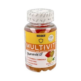 Weider Gummy Multivit 80Gummies Multivitamínico con 9 Vitaminas y 3 Minerales Sabor Naranja y Limón