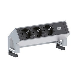 Bachmann 902.4048 Regleta de 3 Tomas Schutzkontakt GST18 Inox, 16A 230V AC, Color Negro y Gris para Interior