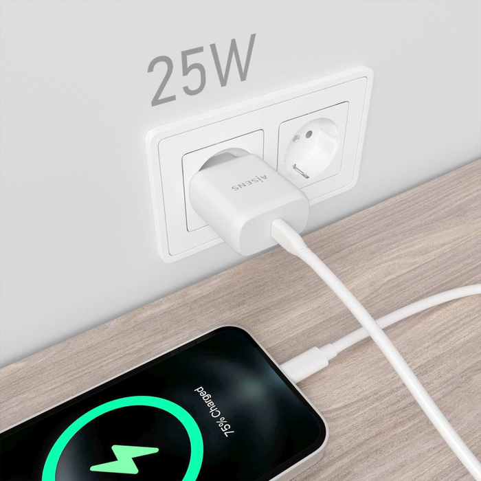 Aisens Cargador USB-C PD3.0 25W Blanco A110-0756