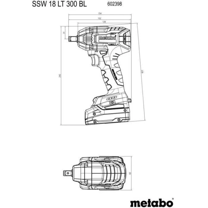 Metabo SSW 18 LT 300 BL Atornillador de Impacto a Batería 18 V MetaBOX 145 Metabo SSW 18 LT 300 BL Atornillador de Impacto a Batería 18 V MetaBOX 145