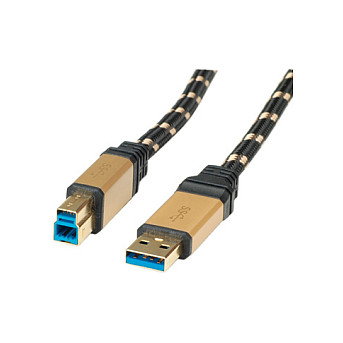 ROLINE Cable USB 3.2 Gen 1 A-B 3 m Negro/Oro ROLINE Cable USB 3.2 Gen 1 A-B 3 m Negro/Oro