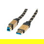 ROLINE 11.02.8903 Cable USB 3.2 Gen 1 A-B Macho/Macho 3m Negro Oro