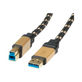 ROLINE Cable USB 3.2 Gen 1 A-B 3 m Negro/Oro