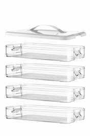 Hermia SNYPKN4-3 Set de Cajas de Almacenamiento de Plástico Blanco con 4 Piezas, 30x21.5x5 cm