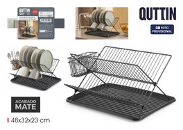 Quttin Escurreplatos de Metal con Bandeja Black