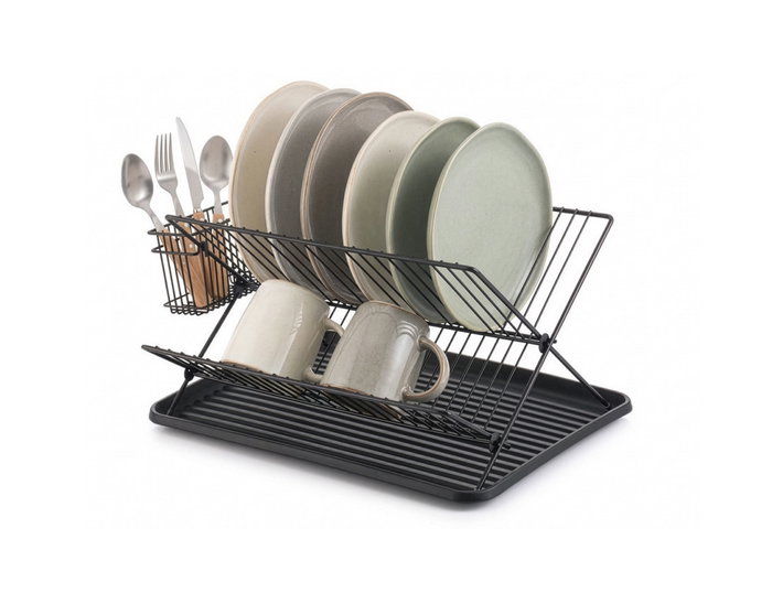 Quttin Escurreplatos de Metal con Bandeja Black Quttin Escurreplatos de Metal con Bandeja Black