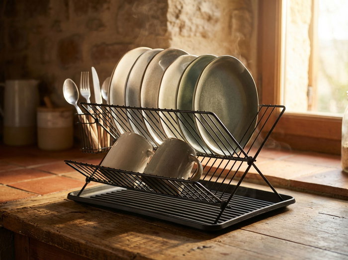 Quttin Escurreplatos de Metal con Bandeja Black Quttin Escurreplatos de Metal con Bandeja Black