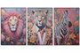 DKD Home Decor Set de 3 Cuadros Lienzo Animal Salvaje 82x122 cm