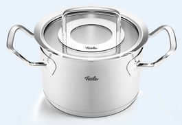 Fissler Olla Profi de 16 cm con tapa de cristal, apta para inducción, escala de medición - 08412916000/0